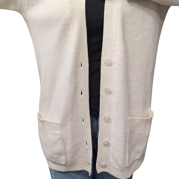 Vintage Nordstrom Town Square Lambswool Angora Cardigan Sweater Beige S - Picture 4 of 11